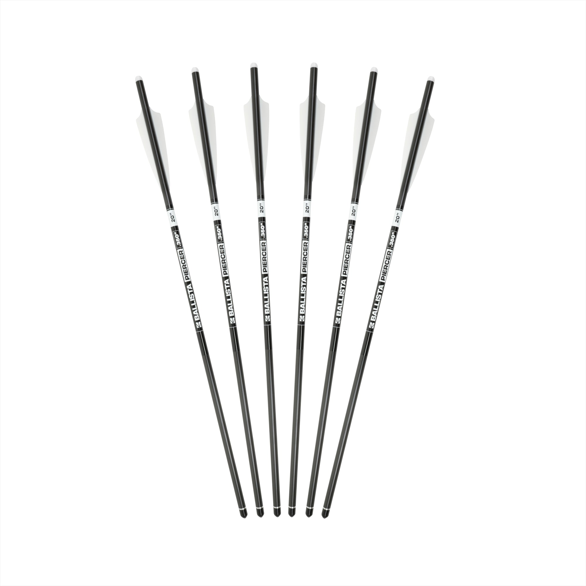 PIERCER 2-Vanes Carbon Crossbow Bolts - Half-Moon Nock - Ideal for MEGABAT - 6 pc
