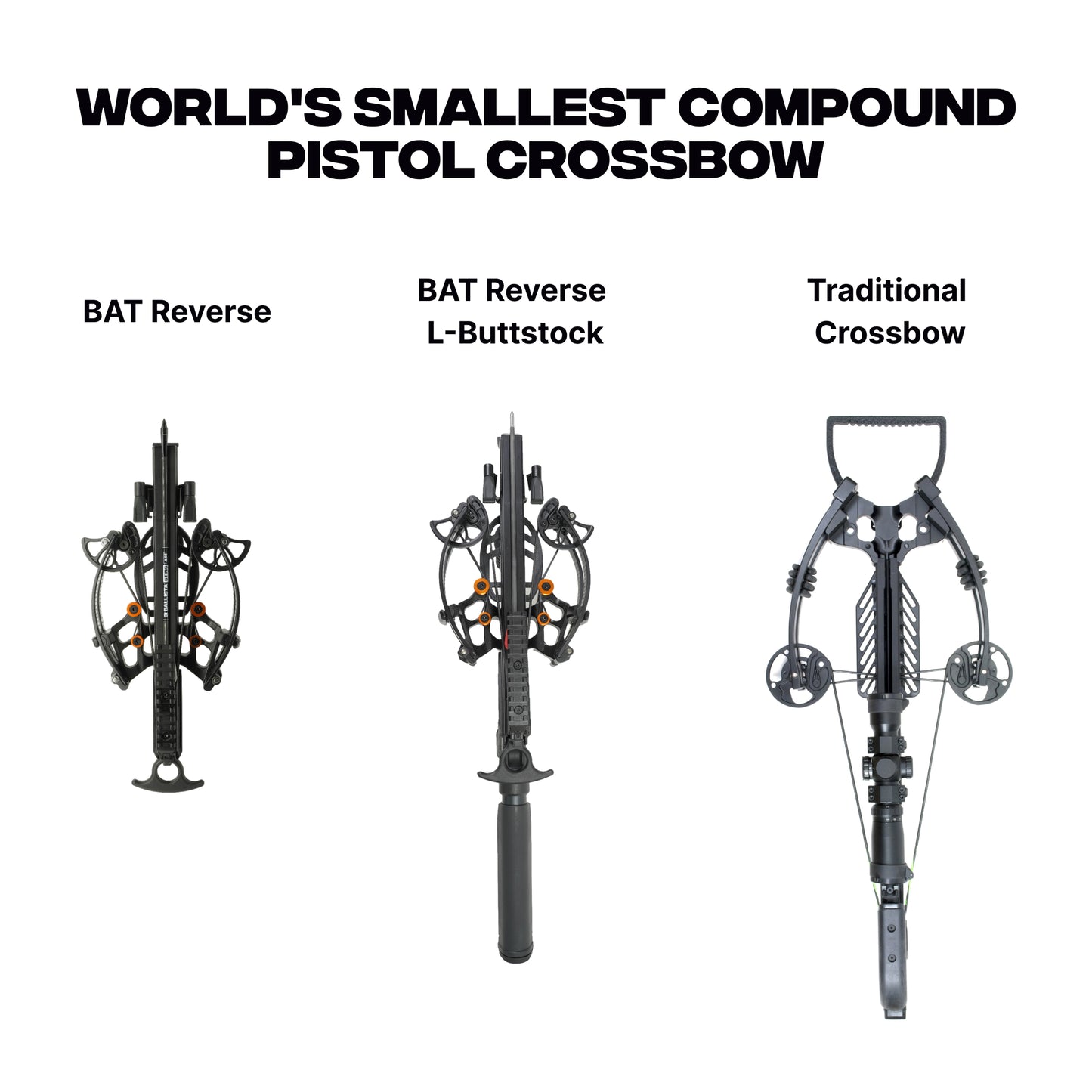 BAT Reverse Draw Compound Self-Cocking Mini Crossbow with L-Stock