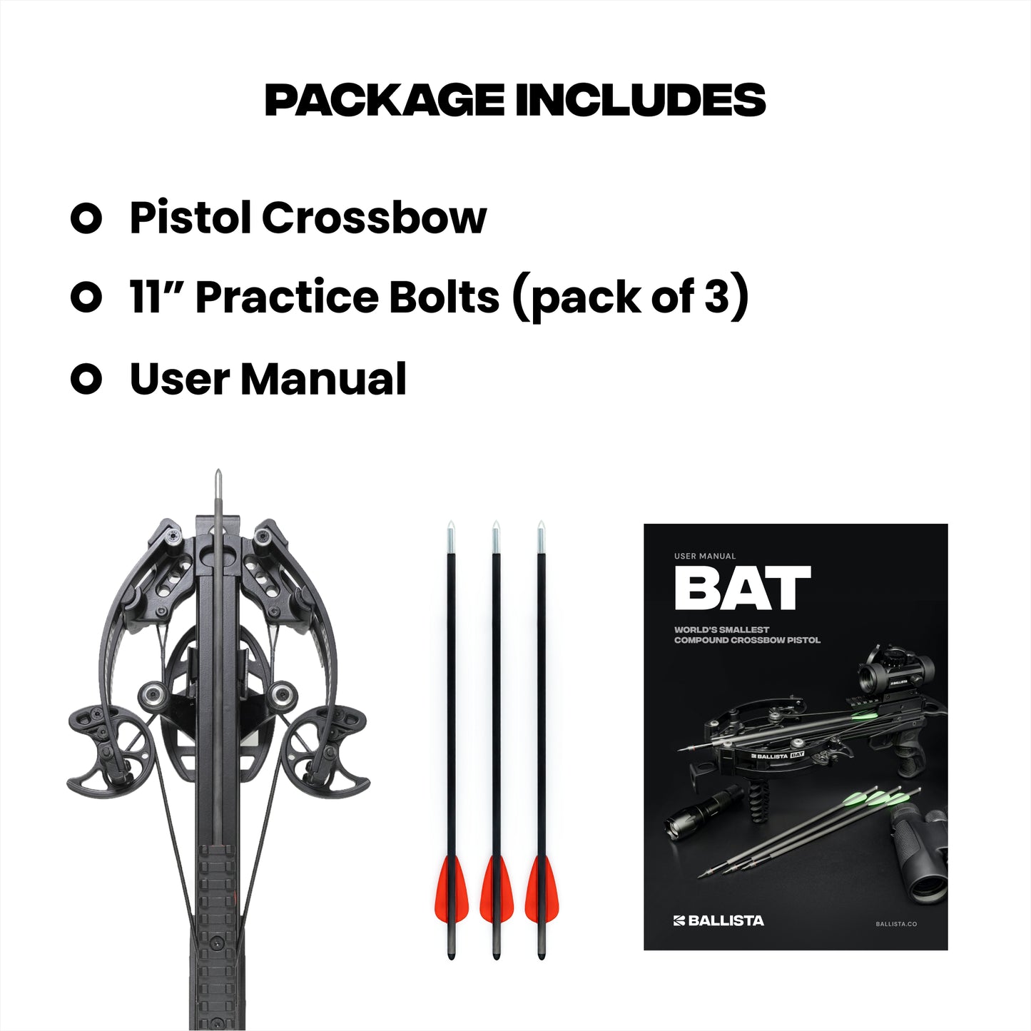 BAT Compound Crossbow Pistol with L-Stock - 300fps & 130lbs