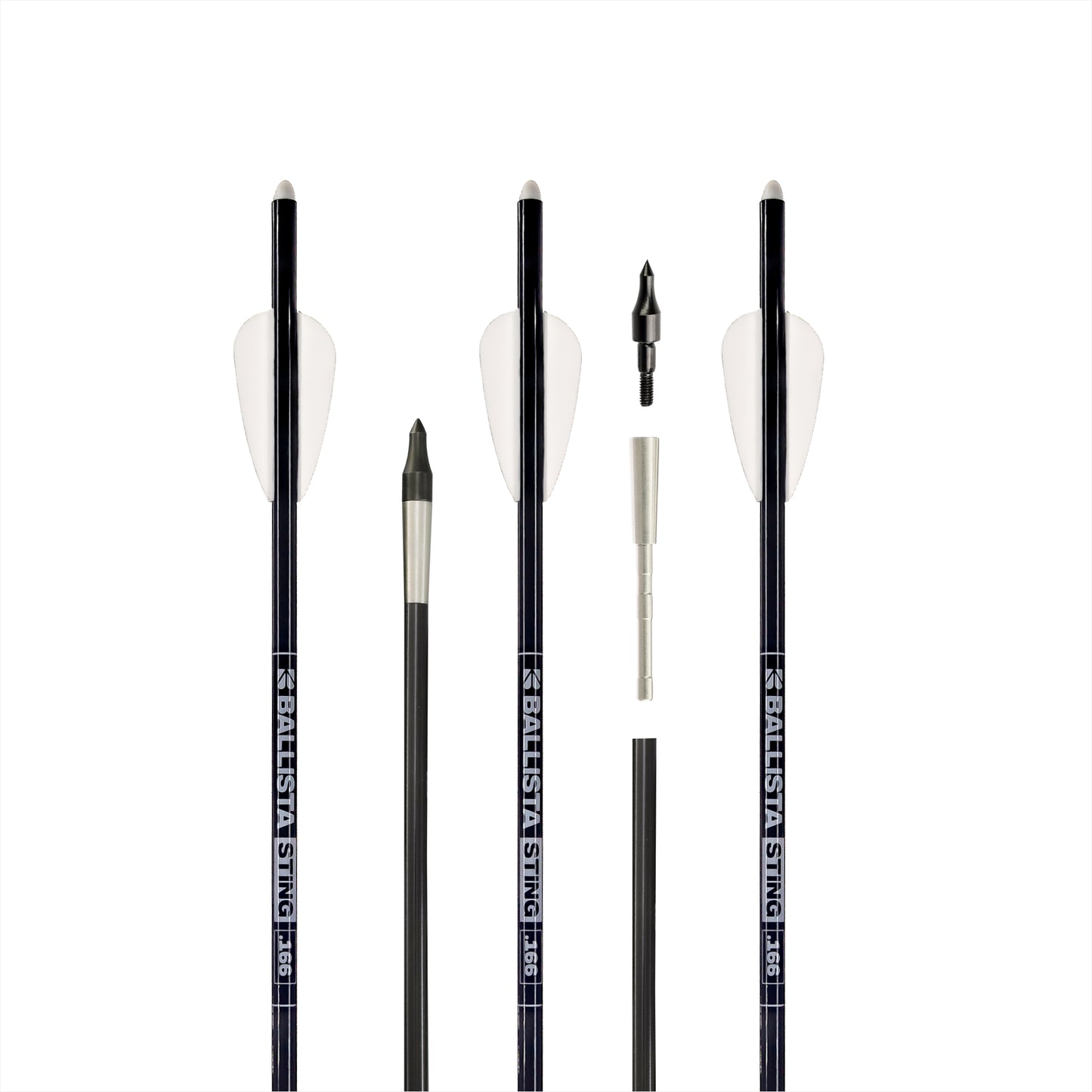 Sting Micro-Diameter Carbon Crossbow Bolts with SS Penetrator Inserts - 16" - 3-Pack