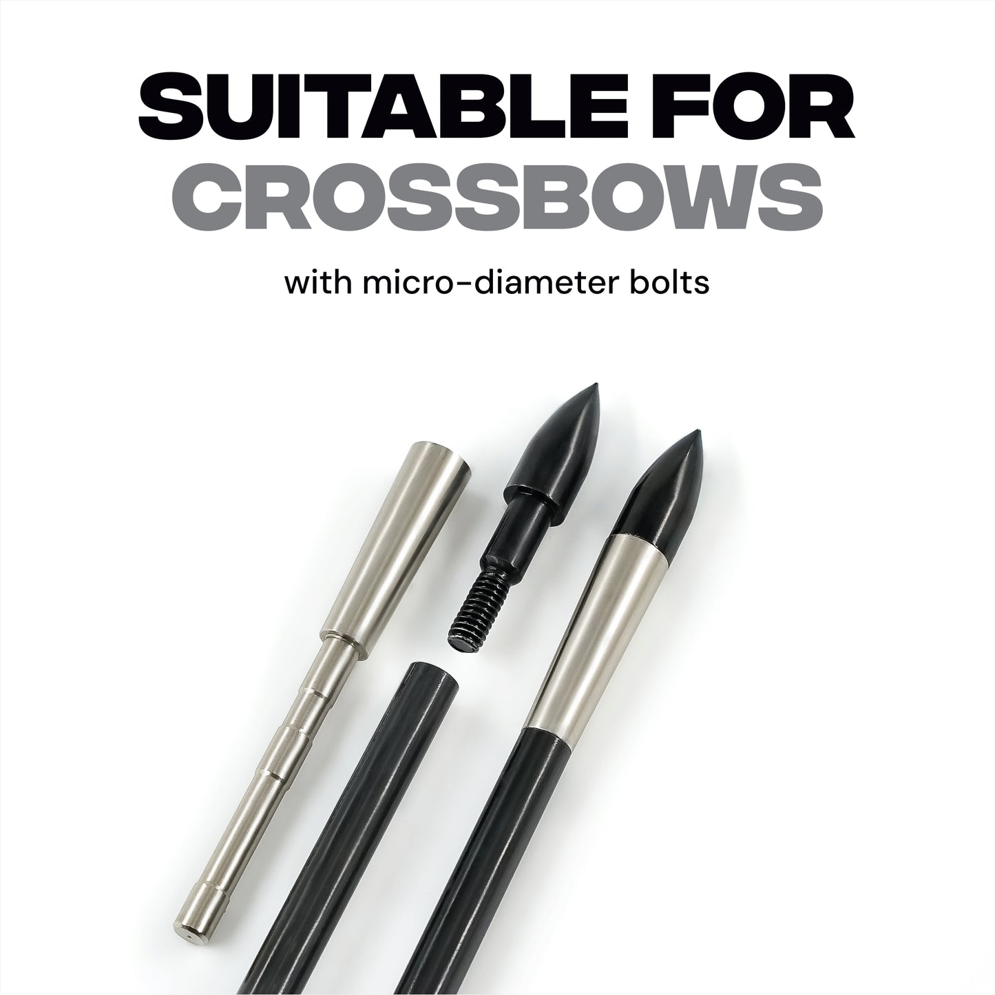 Sting Micro-Diameter Carbon Crossbow Bolts with SS Penetrator Inserts - 16" - 3-Pack