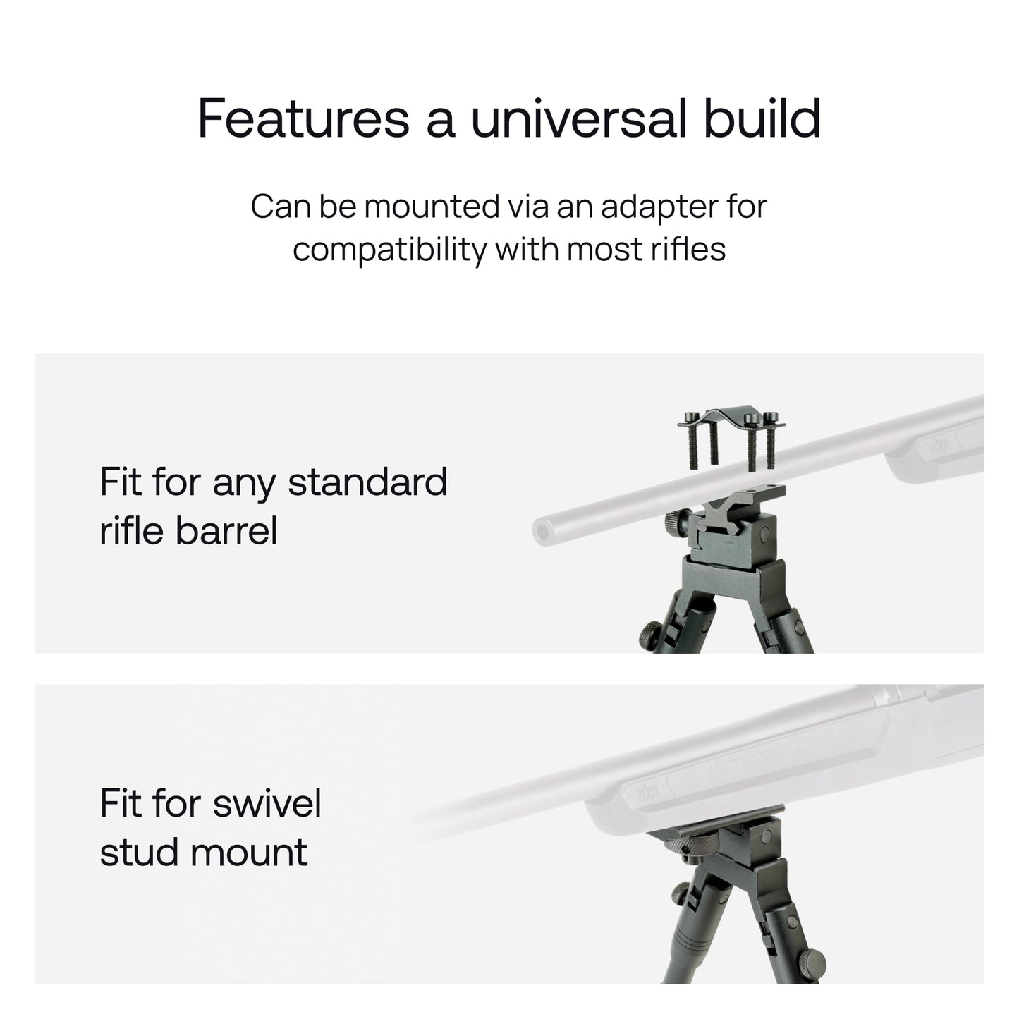 Mighty 3 in 1 Tactical Rifle Bipod with Rail Mount Adapter and Barrel Clamp
