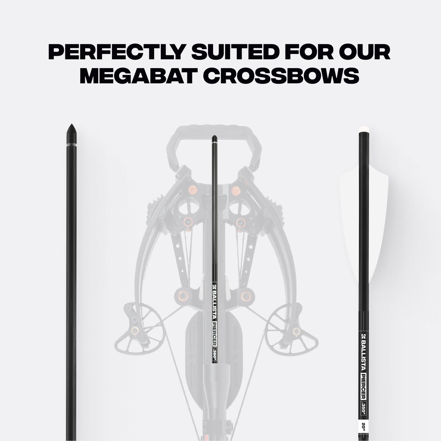 PIERCER 2-Vanes Carbon Crossbow Bolts - Half-Moon Nock - Ideal for MEGABAT - 6 pc