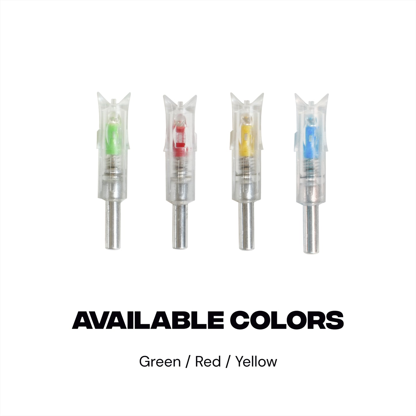 High Visibility 8.8 mm LED Lighted Nocks - Green / Red / Yellow / Blue - 3 pc