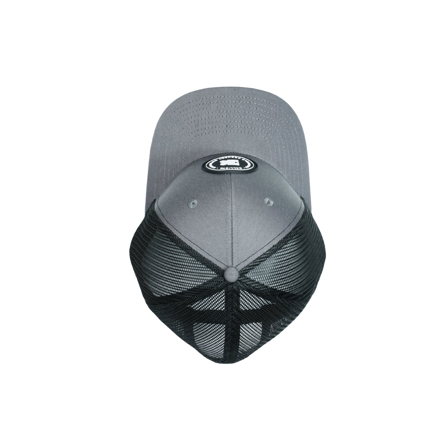 Gray & Black Trucker Cap – Classic Mesh-Back Hat with Rubber Logo Patch
