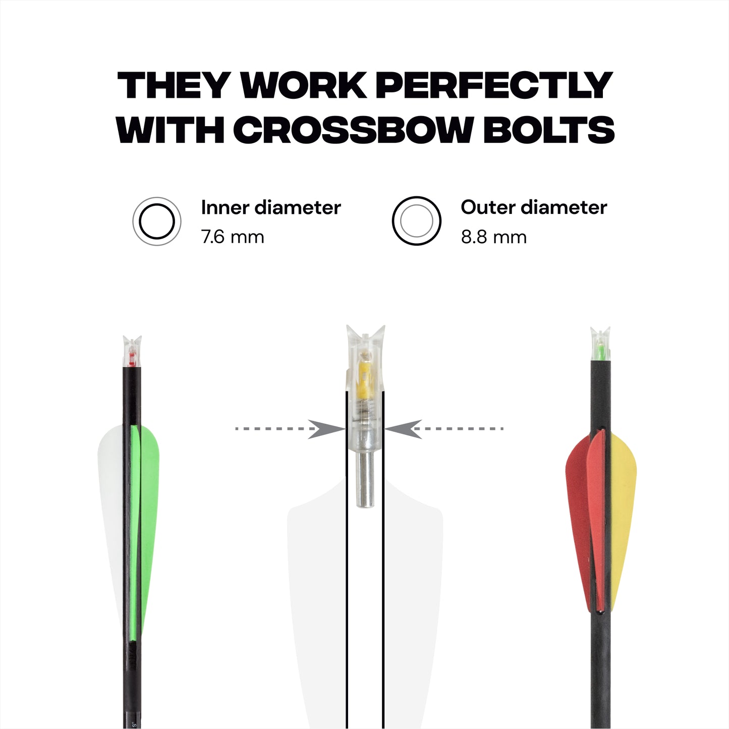 High Visibility 8.8 mm LED Lighted Nocks - Green / Red / Yellow / Blue - 3 pc