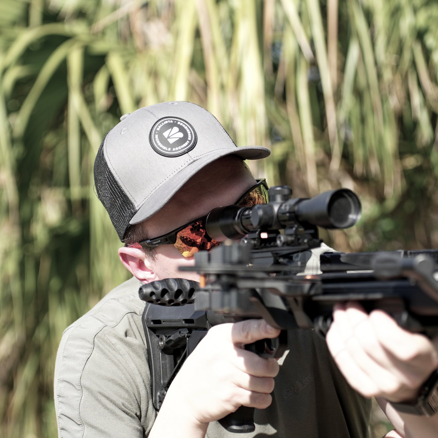 Gray & Black Trucker Cap – Classic Mesh-Back Hat with Rubber Logo Patch