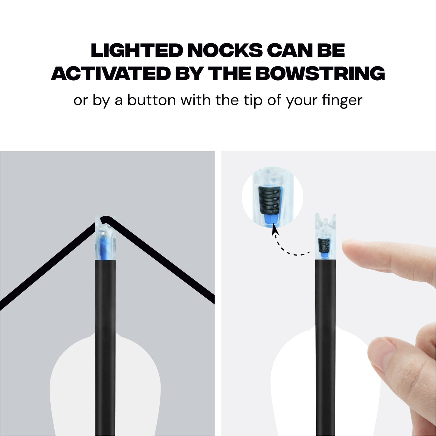 6mm Lighted Nocks - High Visibility LED, Long Battery Life - Blue / Red / Green - 3 pc