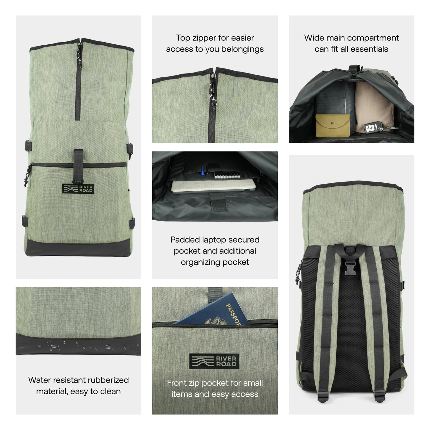 CityRoll Easy Access Backpack - Dark Green - 20 L