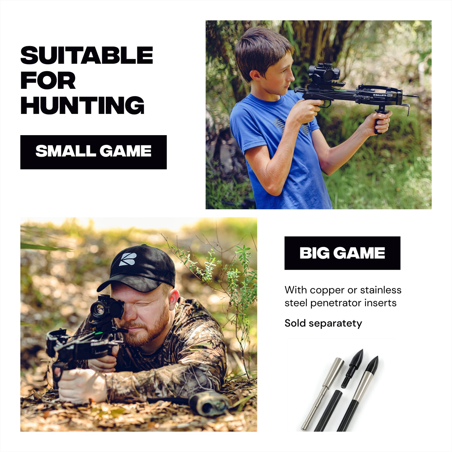 STING Carbon Hunting Bolts for Crossbows BALLISTA BAT (Pack of 6)