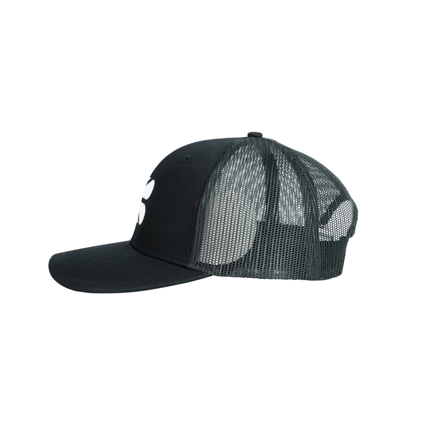 Black Trucker Cap – Classic Mesh-Back Hat with Embroidered Logo