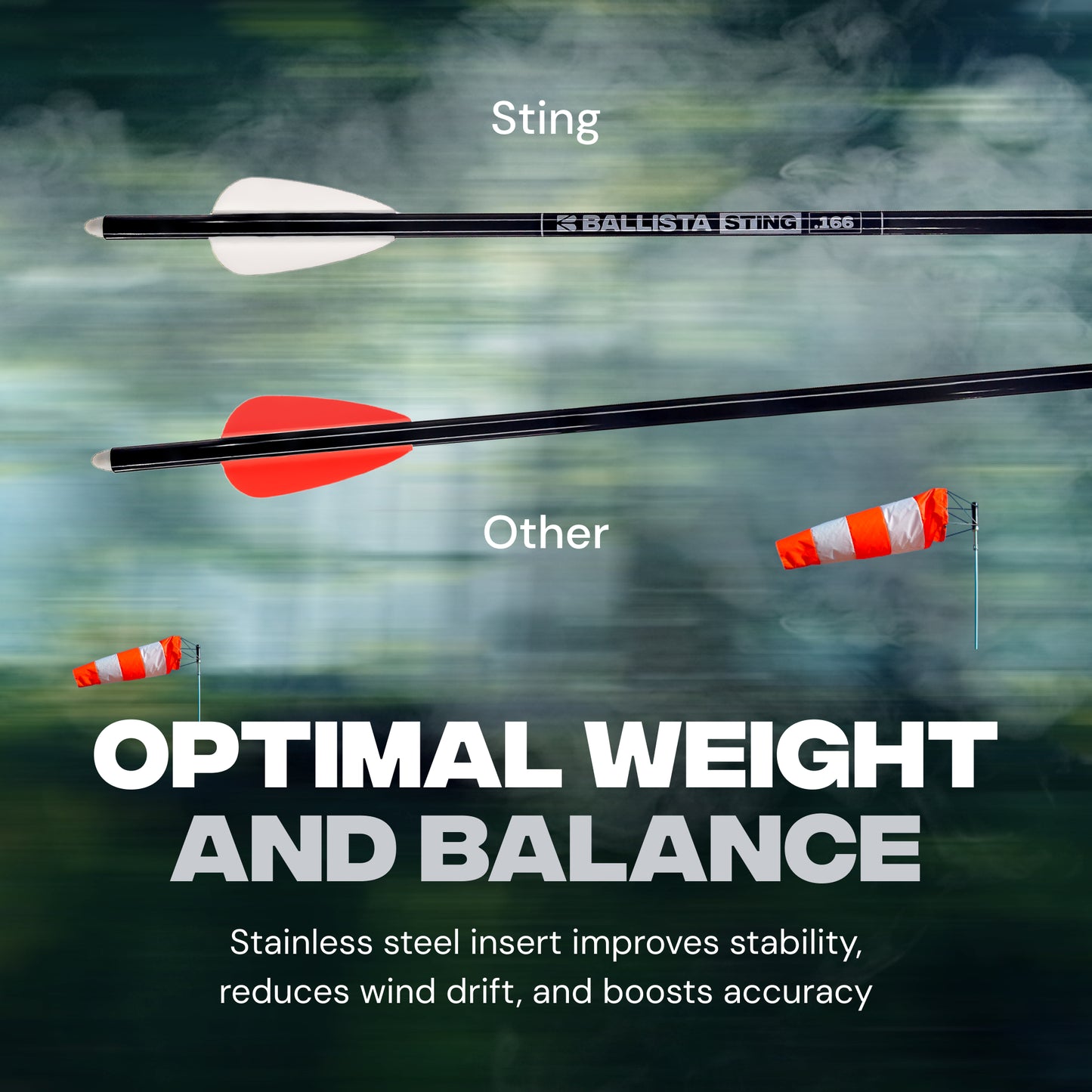 Sting Micro-Diameter Carbon Crossbow Bolts with SS Penetrator Inserts - 16" - 3-Pack