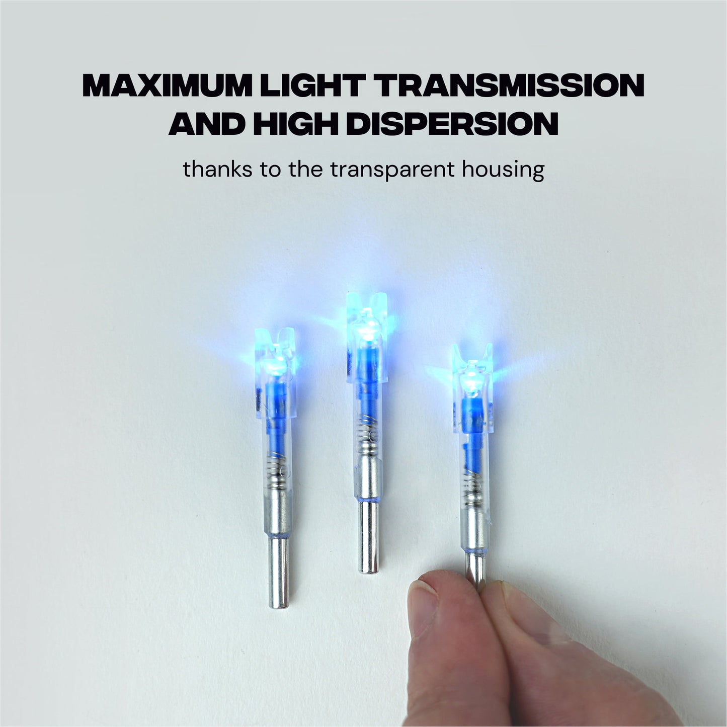 6mm Lighted Nocks - High Visibility LED, Long Battery Life - Blue / Red / Green - 3 pc