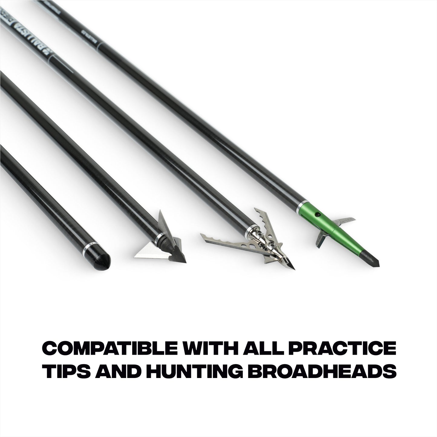 PIERCER 2-Vanes Carbon Crossbow Bolts - Half-Moon Nock - Ideal for MEGABAT - 6 pc