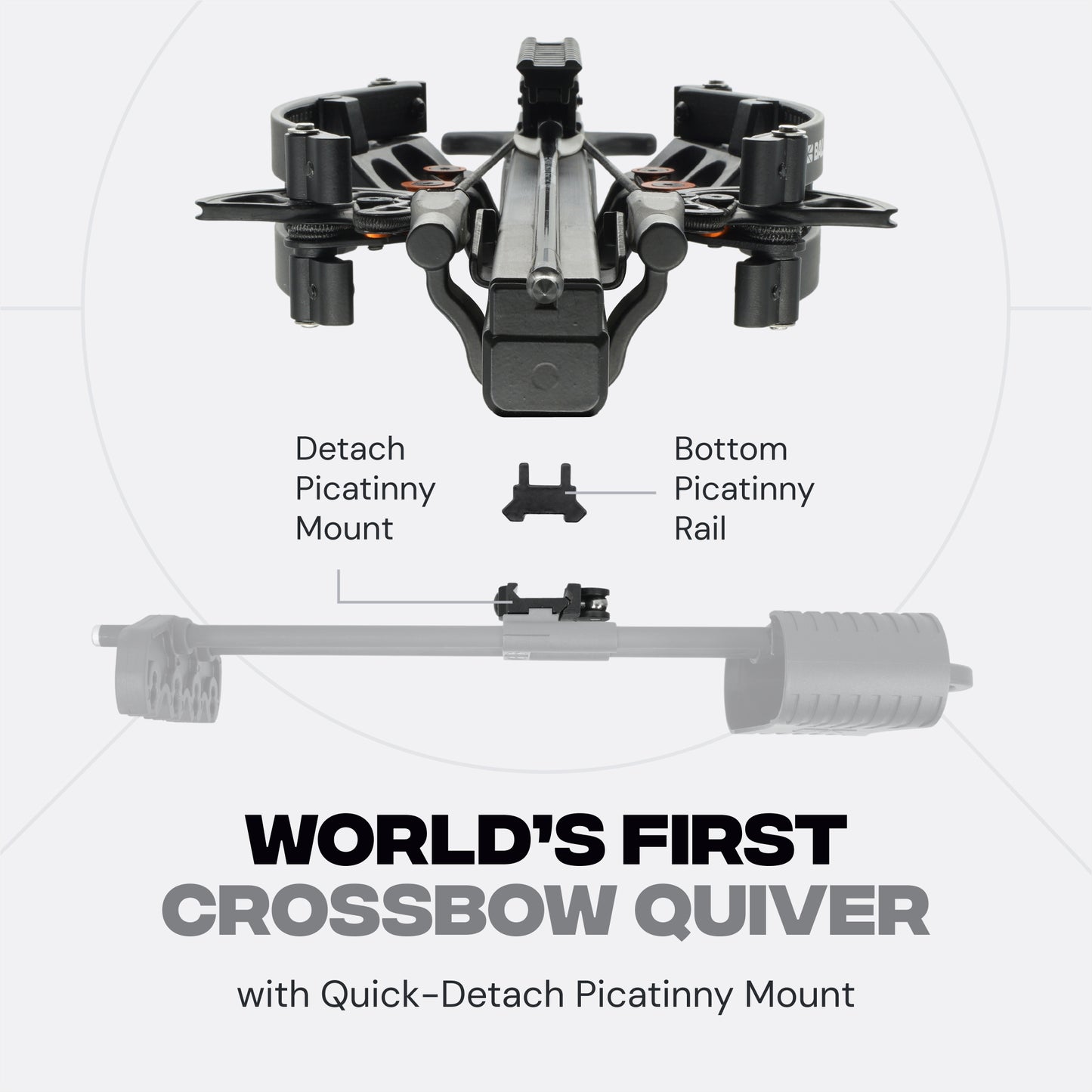 Crossbow Quiver – Fits 4 Arrows (5.5 mm-8.8mm) – Quick-Detach 20mm Picatinny Mount