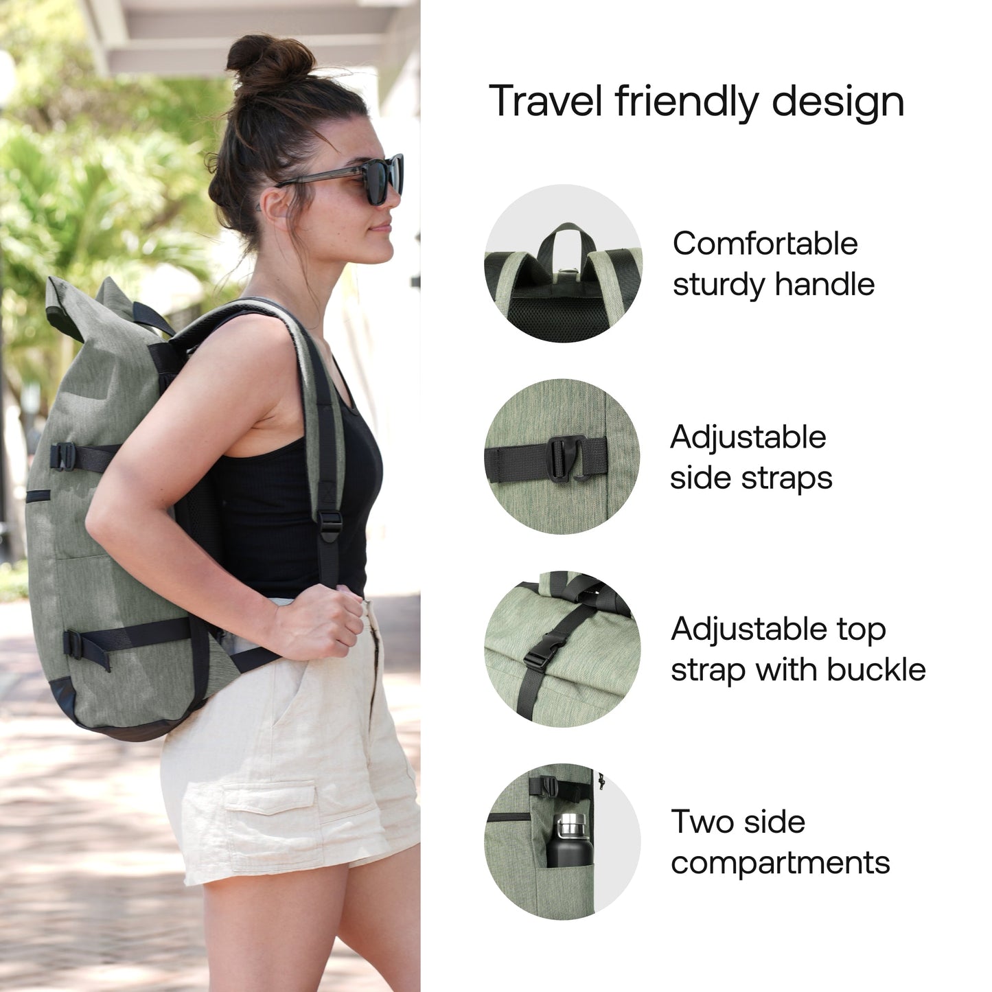 CityRoll Easy Access Backpack - Dark Green - 20 L