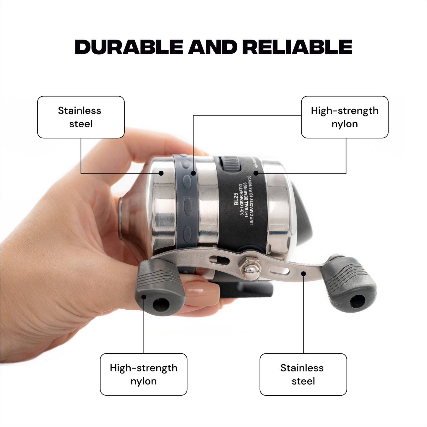 BL25 Spincast Bowfishing Reel - Slingshot Bow Fishing Stainless Steel
