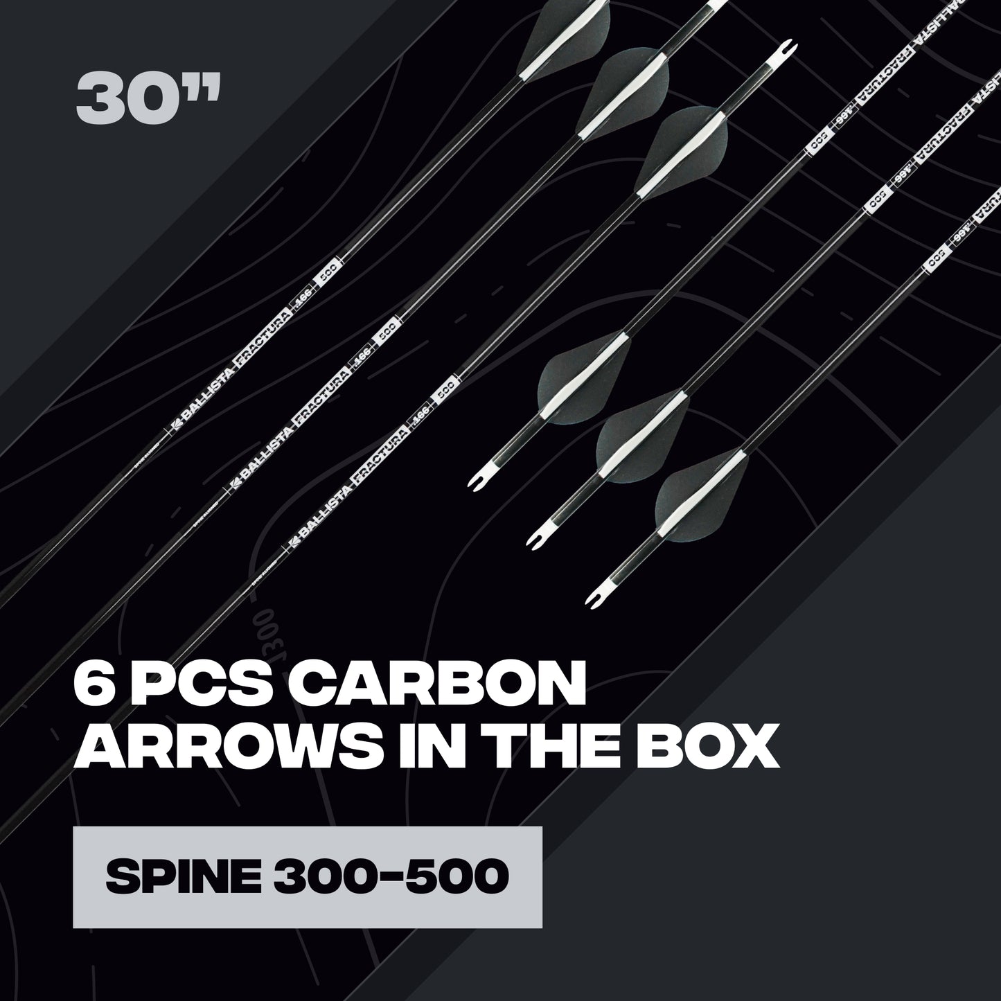 FRACTURA Bow Hunting Micro Diameter Arrows - Carbon, 30", OD 6mm (Pack of 6)