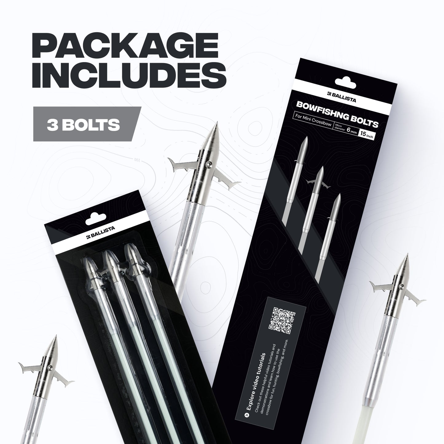 Bowfishing Arrows for Pistol Crossbow BALLISTA BAT (Pack of 3)