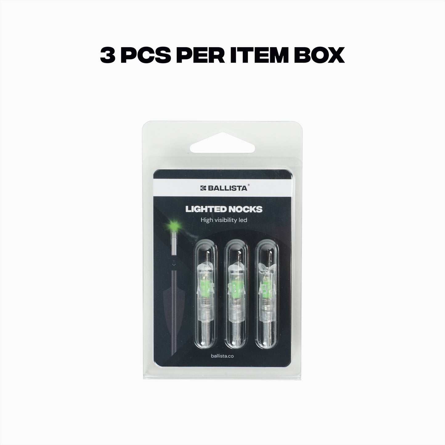High Visibility 8.8 mm LED Lighted Nocks - Green / Red / Yellow / Blue - 3 pc