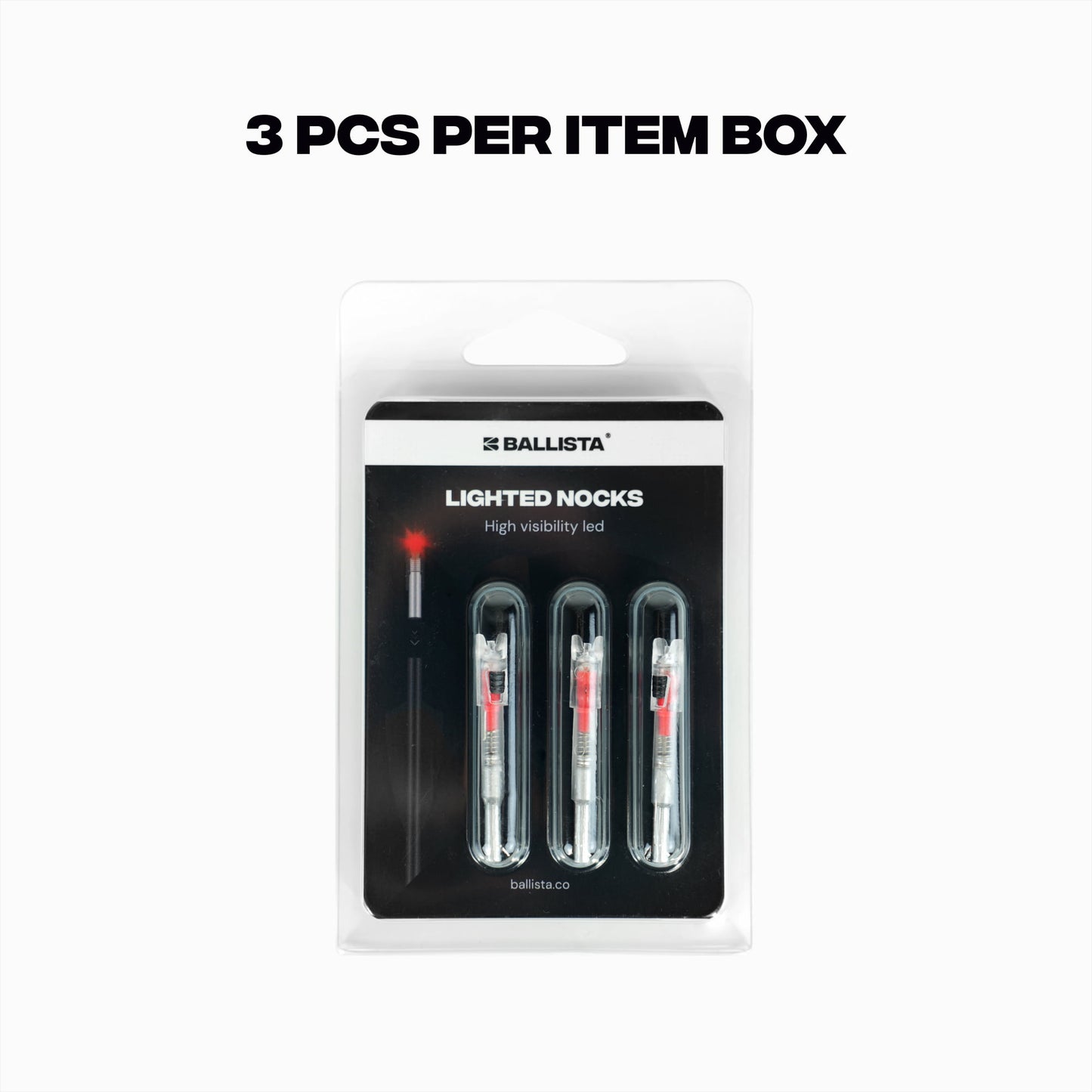 6mm Lighted Nocks - High Visibility LED, Long Battery Life - Blue / Red / Green - 3 pc