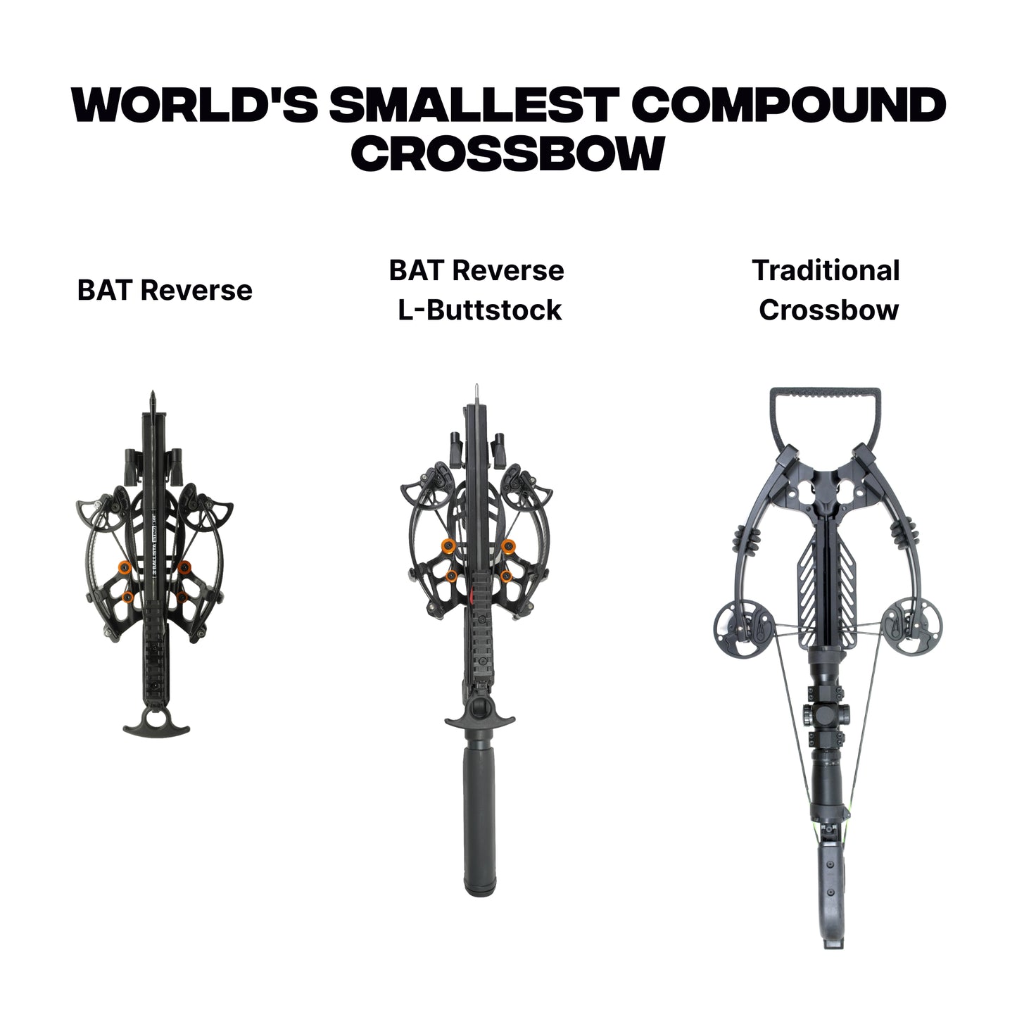 BAT Reverse Draw Compound Self-Cocking Mini Crossbow with L-Stock