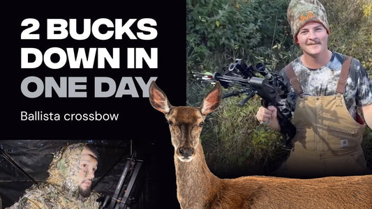 Crossbow deer hunting setup in the field with a Ballista crossbow