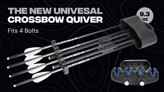 Crossbow hunting gear with a Ballista quiver holding four bolts