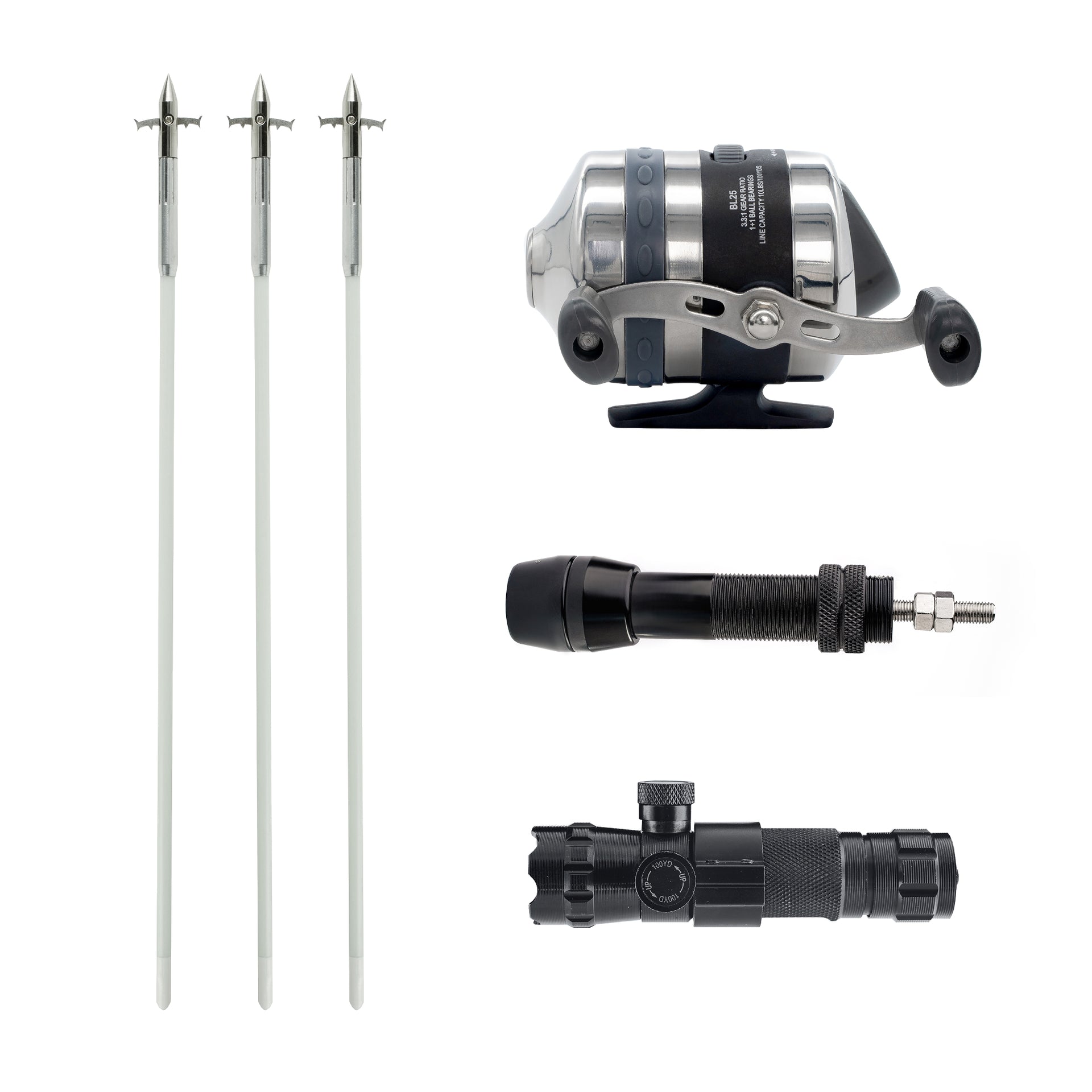 bow fishing reel manufacturers Basic Bowfishing Kit: BL25 Spincast Reel, Bowfishing Arrows, Green Las – BALLISTA
