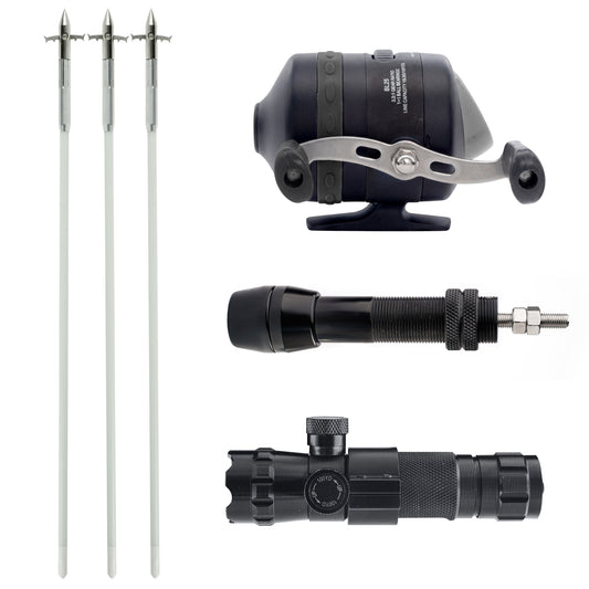 Basic Bowfishing Kit: BL25 Spincast Reel, Bowfishing Arrows, Green Laser Sight, Reel Mount Seat
