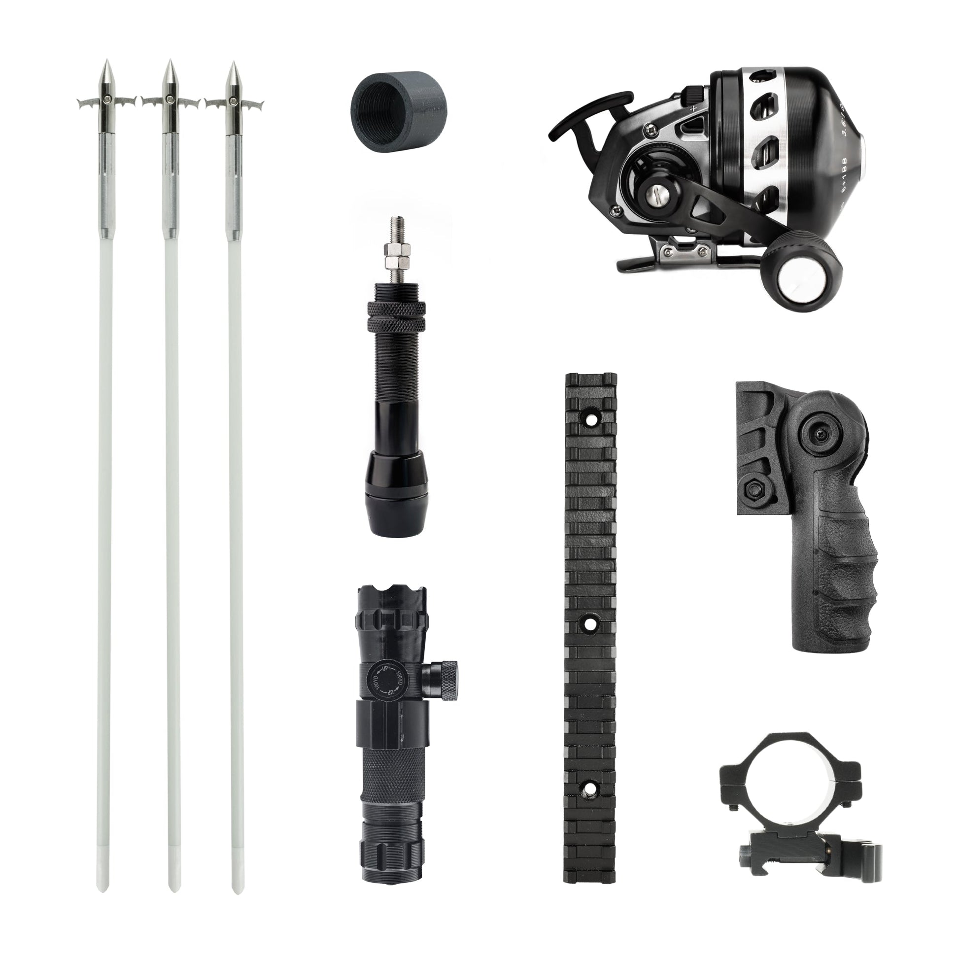 Advanced Bowfishing Kit for BAT: BL33 Spincast Reel, Bowfishing Arrows, Green Laser Sight & More (bundle)