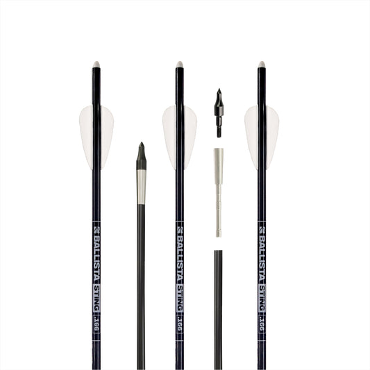 Sting Micro-Diameter Carbon Crossbow Bolts with SS Penetrator Inserts - 16" - 3-Pack