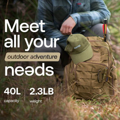 RIVER ROAD Huntex 40L Tactical Backpack for Hunting, Hiking Travel White Gray Camo