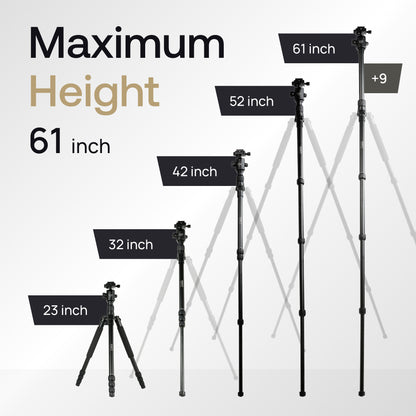 Tripod Hunting & Outdoor Tripod 303 – 155cm Max, 10KG Load Capacity w/ Carry Bag