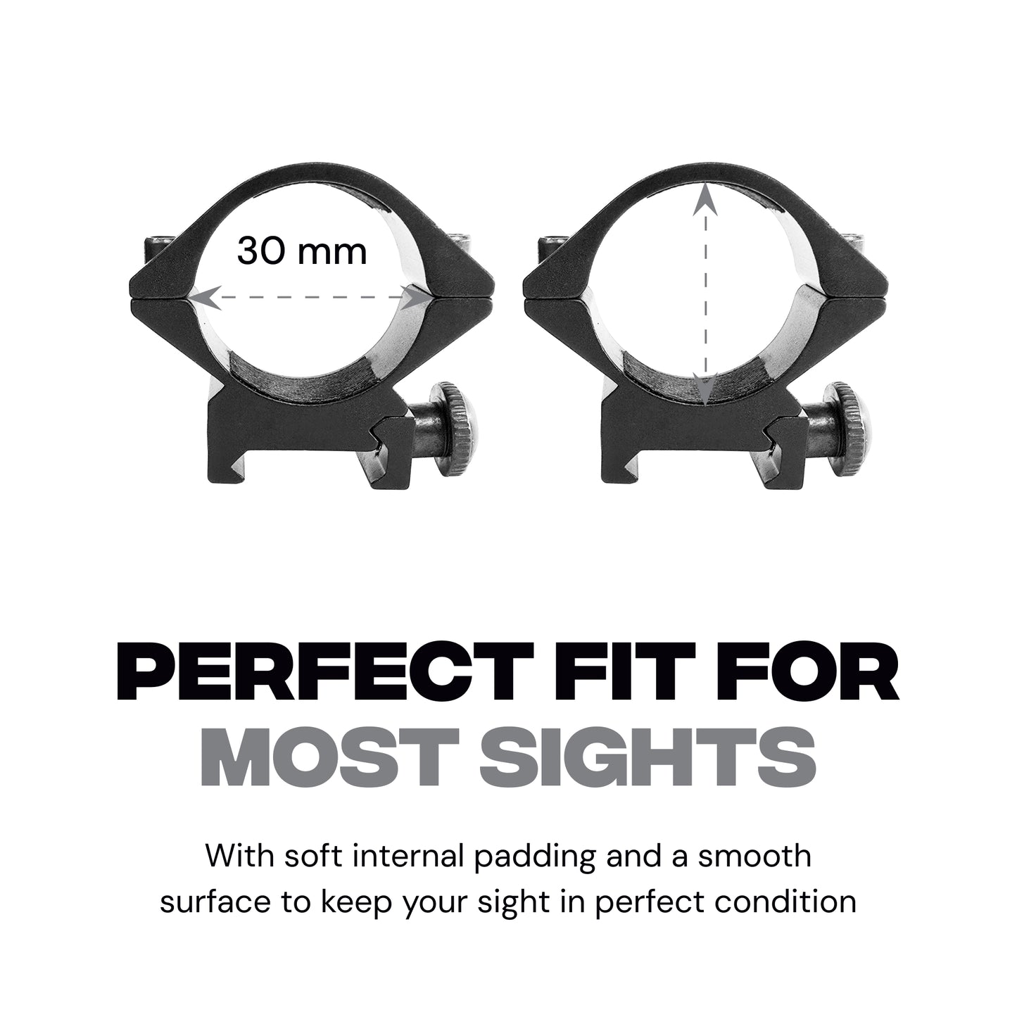 Mighty Tactical Low Mount Scope Ring 30 mm fits 20mm Picatinny Rail (2 pc)