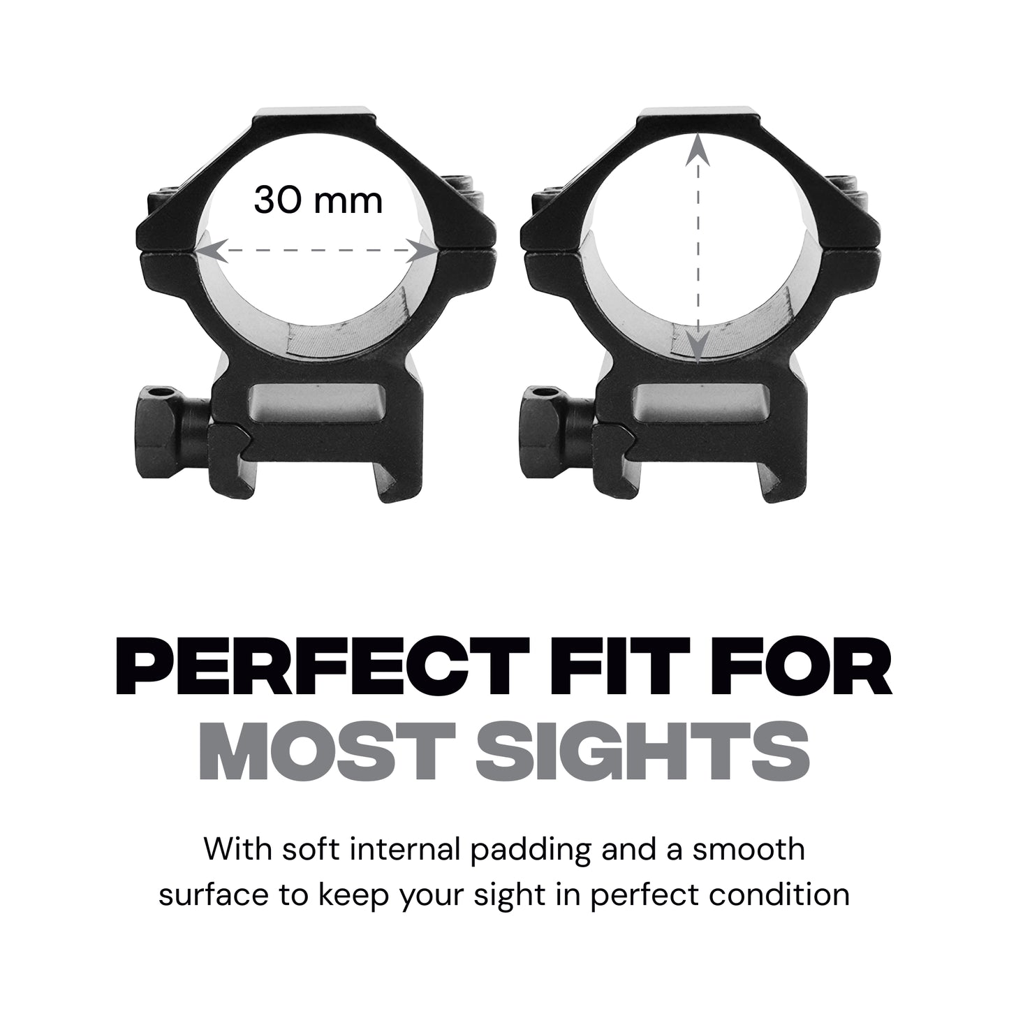 Mighty Tactical Low Mount Scope Ring 30 mm fits 20mm Picatinny Rail (2 pc)
