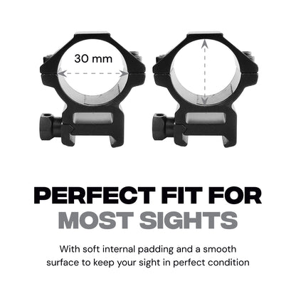 Mighty Tactical Low Mount Scope Ring 30 mm fits 20mm Picatinny Rail (2 pc)