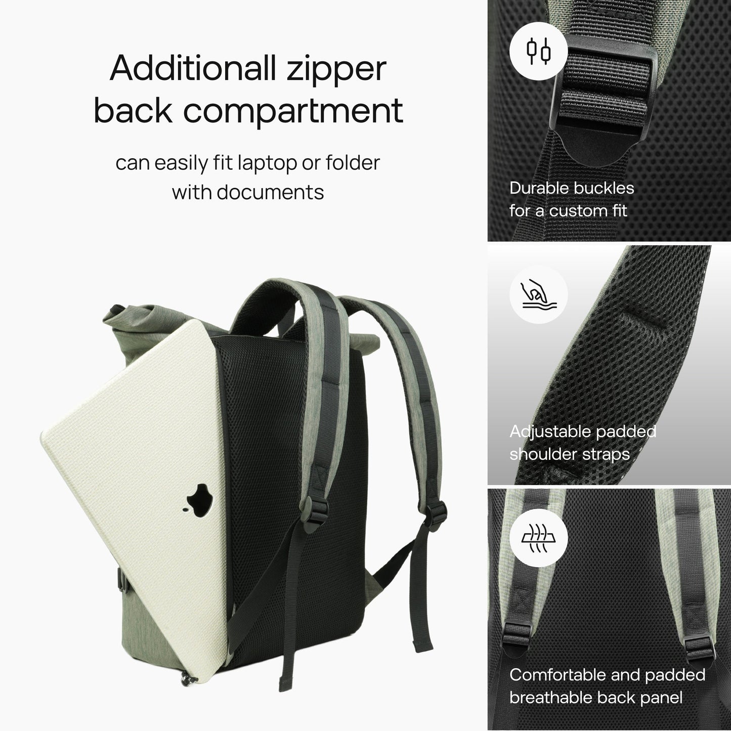 CityRoll Easy Access Backpack - Dark Green - 20 L