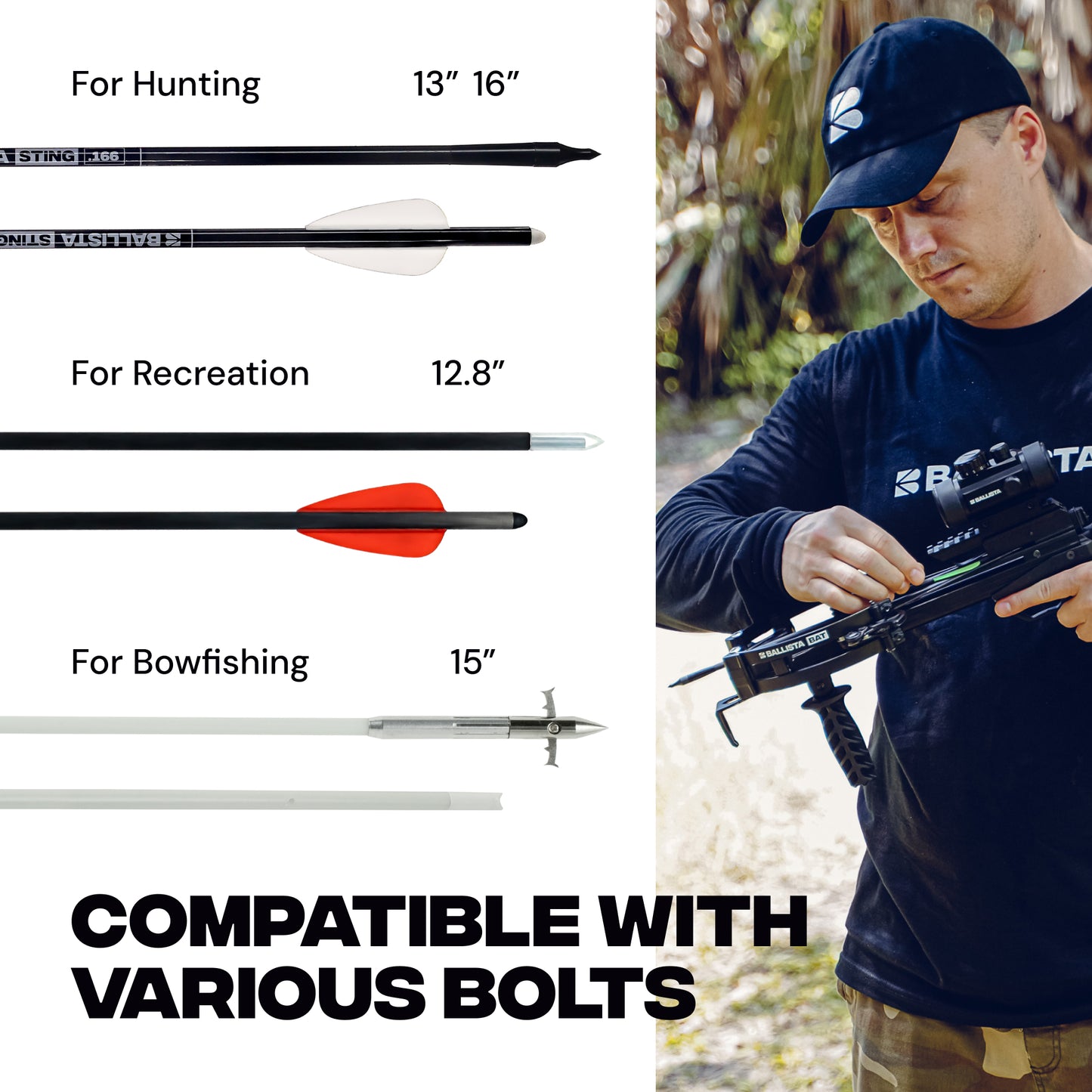 Mini arbalète à poulies BAT avec crosse Triangle – 300 FPS & 130 lbs – Reconditionnée