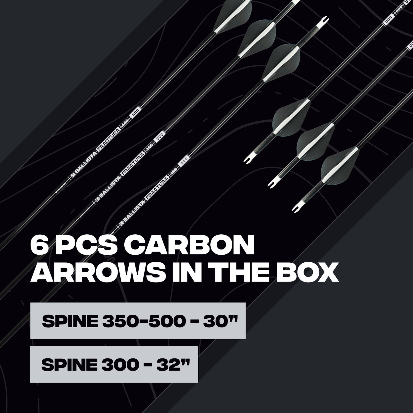 FRACTURA Bow Hunting Micro Diameter Arrows - Carbon, 30"/32", OD 6mm (Pack of 6)